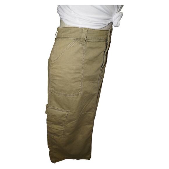 Y2K Carpenter Utility Cargo Midi Skirt Khaki Women’s Size 12 Workwear Streetwear - Picture 5 of 6
